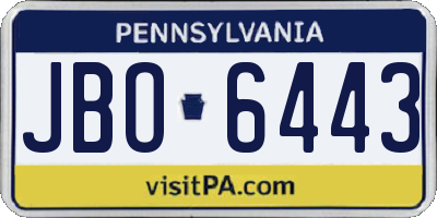 PA license plate JBO6443