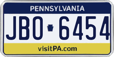 PA license plate JBO6454