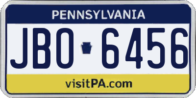 PA license plate JBO6456