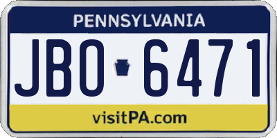 PA license plate JBO6471