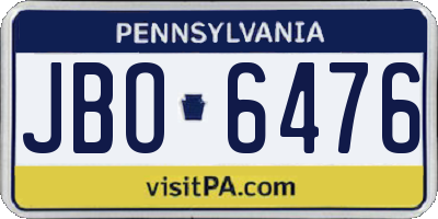 PA license plate JBO6476