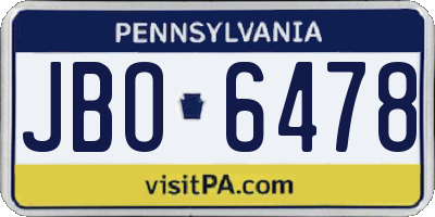 PA license plate JBO6478