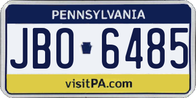 PA license plate JBO6485