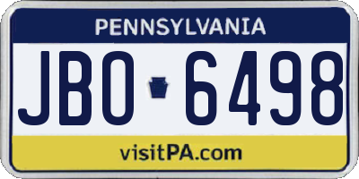 PA license plate JBO6498