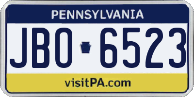 PA license plate JBO6523