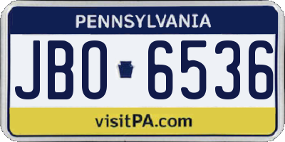 PA license plate JBO6536