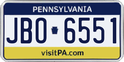 PA license plate JBO6551