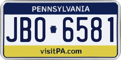 PA license plate JBO6581