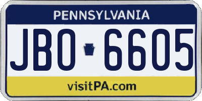 PA license plate JBO6605