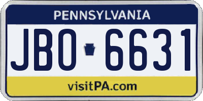 PA license plate JBO6631