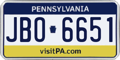 PA license plate JBO6651