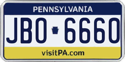 PA license plate JBO6660