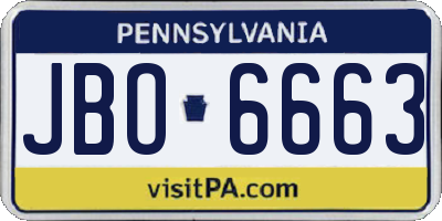 PA license plate JBO6663