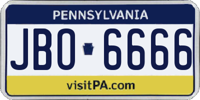 PA license plate JBO6666
