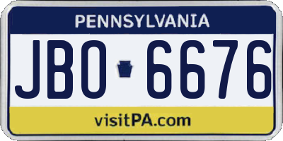 PA license plate JBO6676
