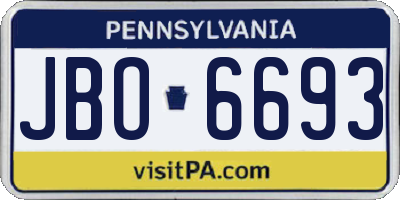 PA license plate JBO6693