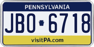 PA license plate JBO6718