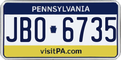 PA license plate JBO6735