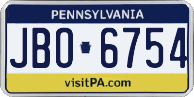 PA license plate JBO6754