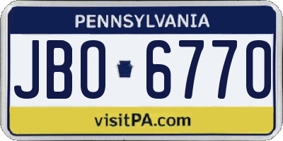 PA license plate JBO6770
