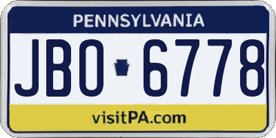PA license plate JBO6778