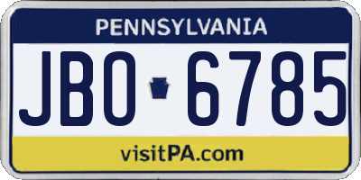 PA license plate JBO6785