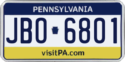PA license plate JBO6801