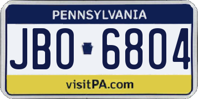PA license plate JBO6804