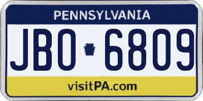 PA license plate JBO6809