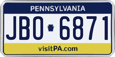 PA license plate JBO6871