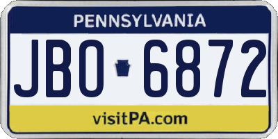 PA license plate JBO6872