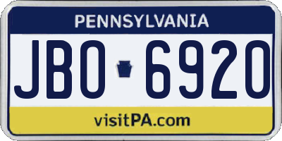 PA license plate JBO6920