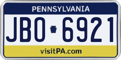 PA license plate JBO6921