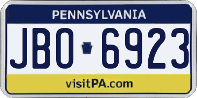 PA license plate JBO6923