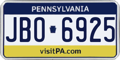 PA license plate JBO6925