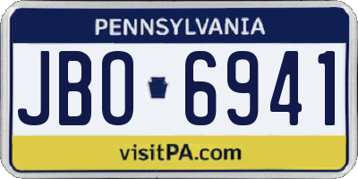 PA license plate JBO6941