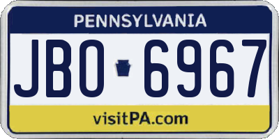 PA license plate JBO6967