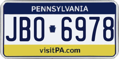 PA license plate JBO6978