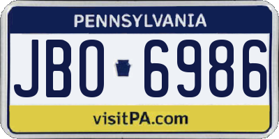 PA license plate JBO6986