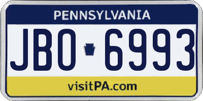 PA license plate JBO6993