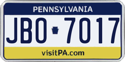 PA license plate JBO7017