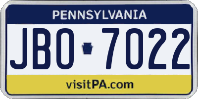 PA license plate JBO7022