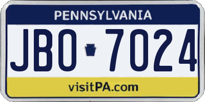 PA license plate JBO7024
