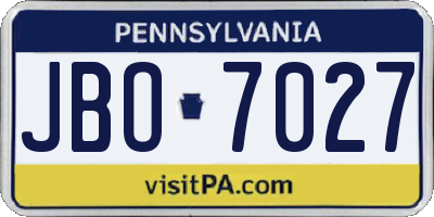 PA license plate JBO7027