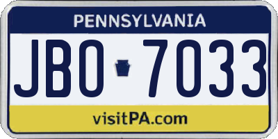 PA license plate JBO7033