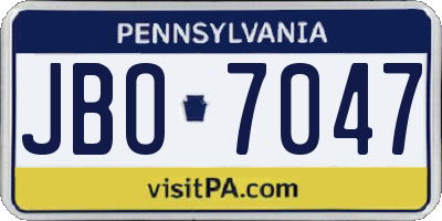 PA license plate JBO7047