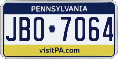 PA license plate JBO7064