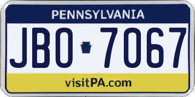 PA license plate JBO7067