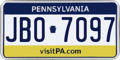 PA license plate JBO7097