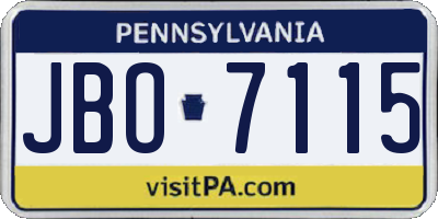 PA license plate JBO7115